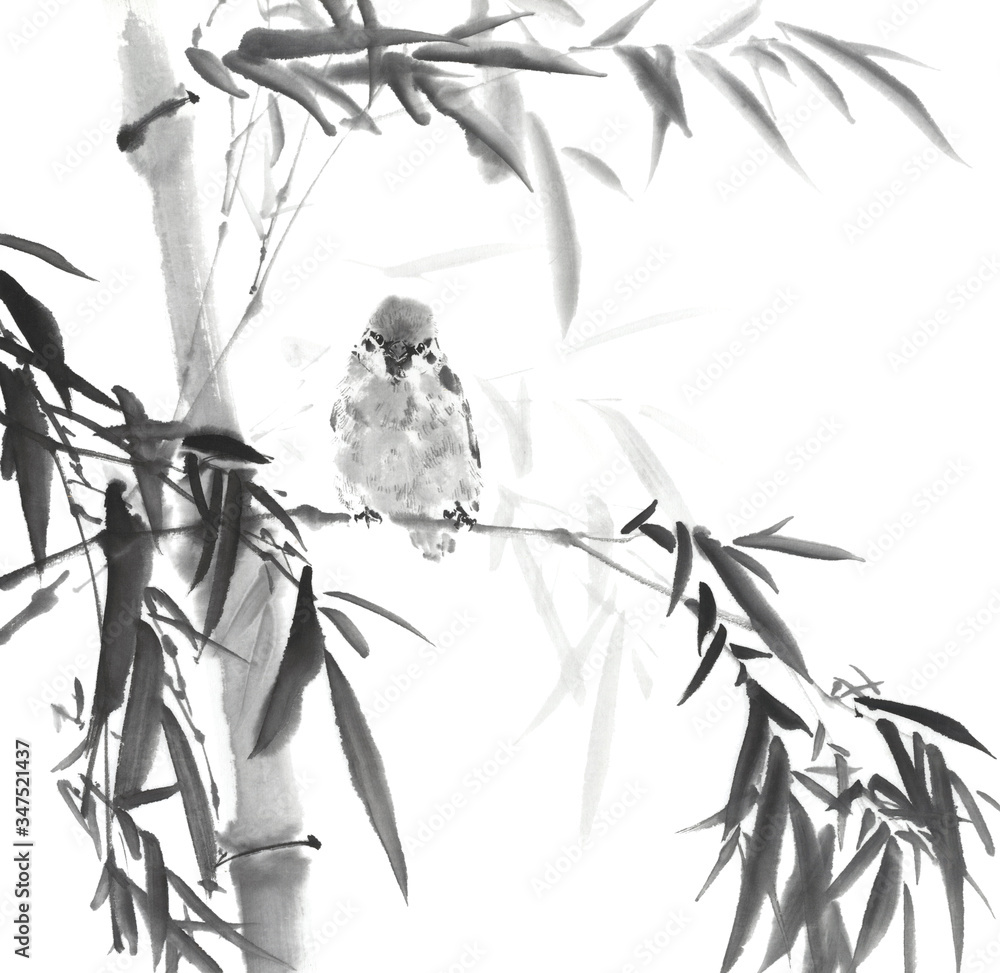 水墨画竹