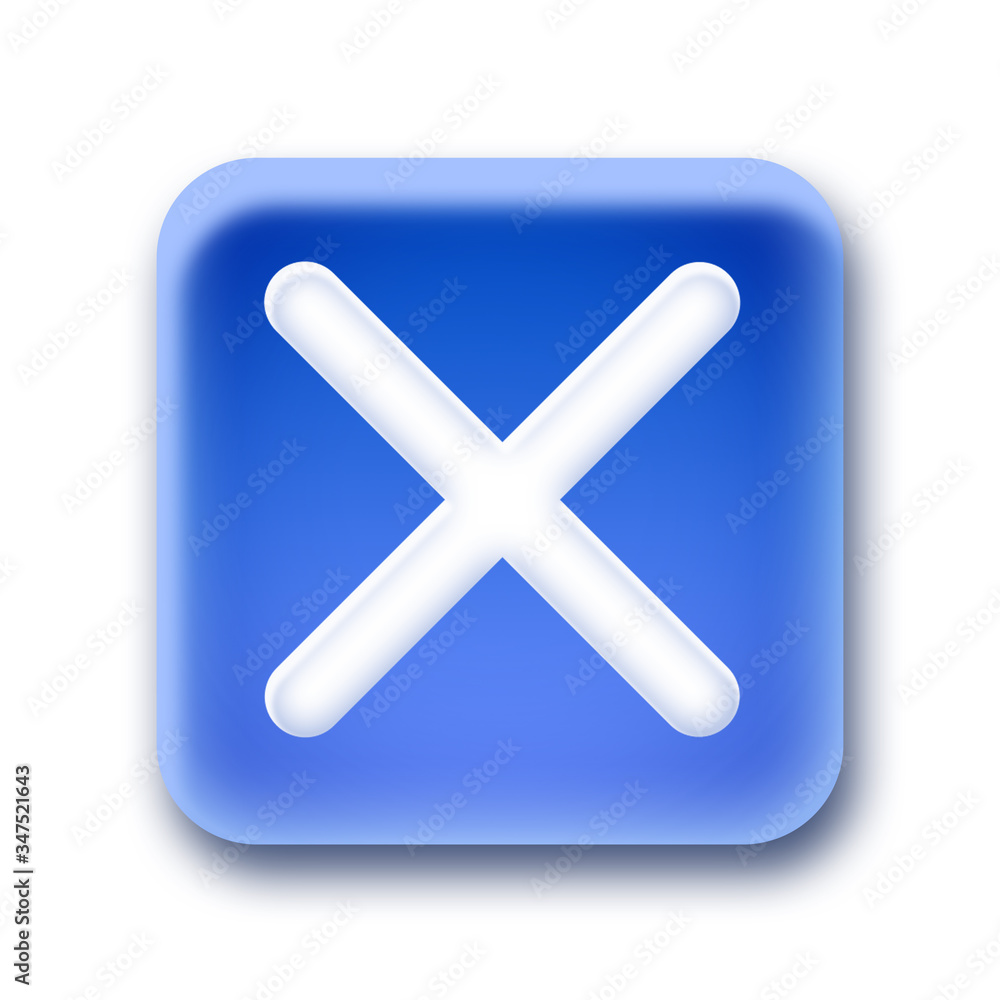 Obraz premium Blue rounded square button - Close