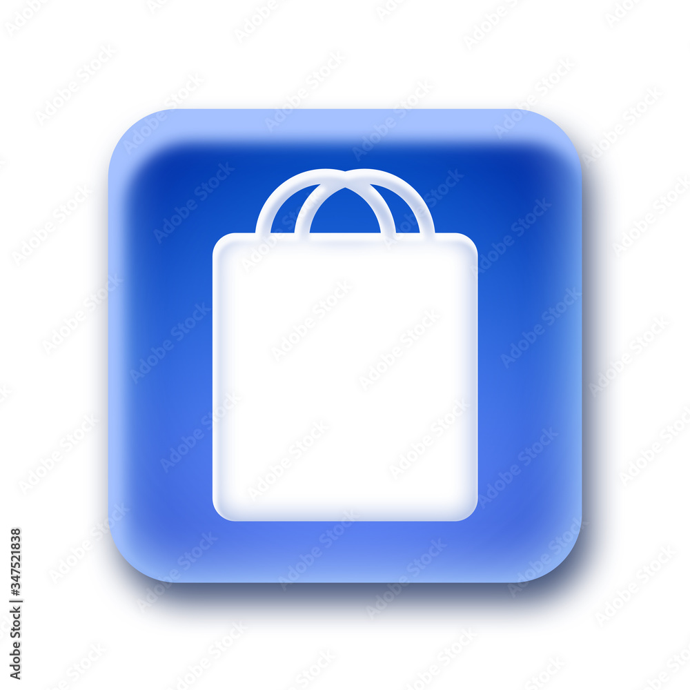 Blue rounded square button - Shopping bag Blue rounded square button - Shopping bag