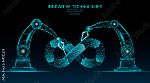 Devops software development operations infinity symbol. Programmer administration system life cycle quality. Coding building testing release monitoring. Data flow vector illustration