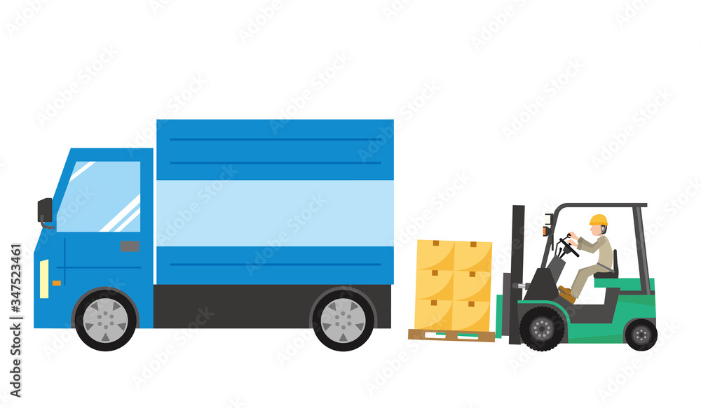 フォークリフト トラック 荷物 積み込み 輸送 フォークリフト トラック 荷物 積み込み 輸送