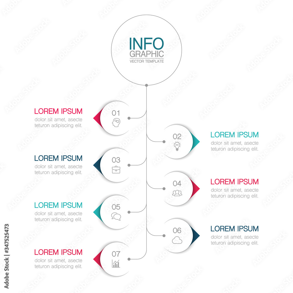 Naklejka premium Vector iInfographic template for business, presentations, web design, 7 options.