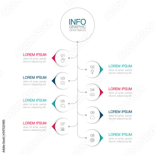 Vector iInfographic template for business, presentations, web design, 8 options.