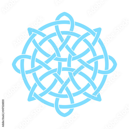 Irish celtic shamrock knot in circle. Symbol of Ireland. Traditional medieval frame pattern illustration. Scandinavian or Celtic ornament. Isolated vector pictogram. Simple vector illustration.