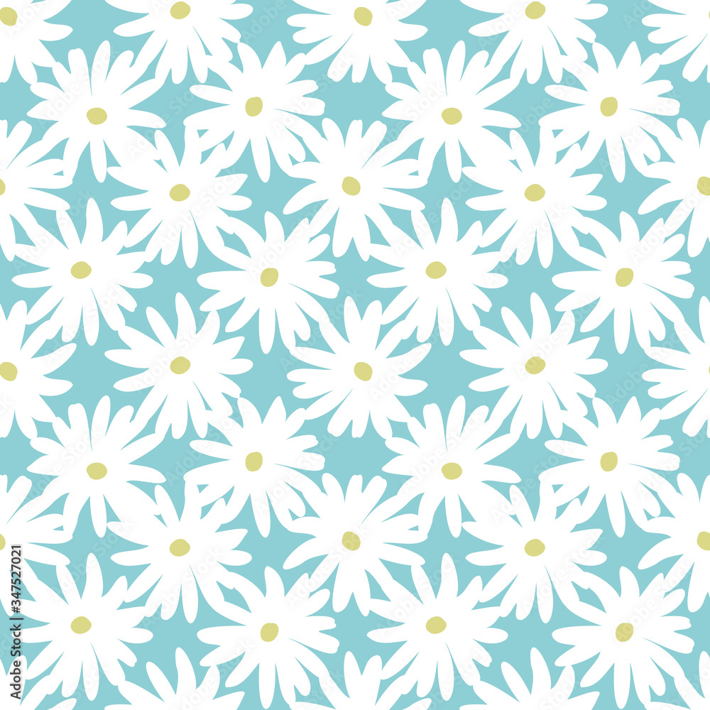 Daisy meadow spring floral blooms. Vector repeat. Great for home decor, wrapping, scrapbooking, wallpaper, gift, kids, apparel. Daisy meadow spring floral blooms. Vector repeat. Great for home decor, wrapping, scrapbooking, wallpaper, gift, kids, apparel.