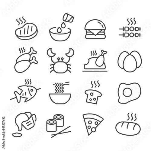 Set of food or cooking icon isolated. Modern outline style on white background
