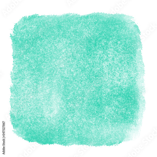 Emerald turquoise mint watercolor textured backdrop wallpaper background. Hand drawing square watercolor paint on paper. Rugged grunge texture