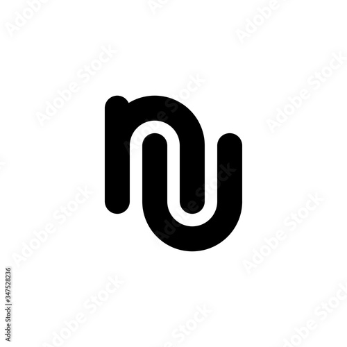 Black and white letter NU initial logo icon