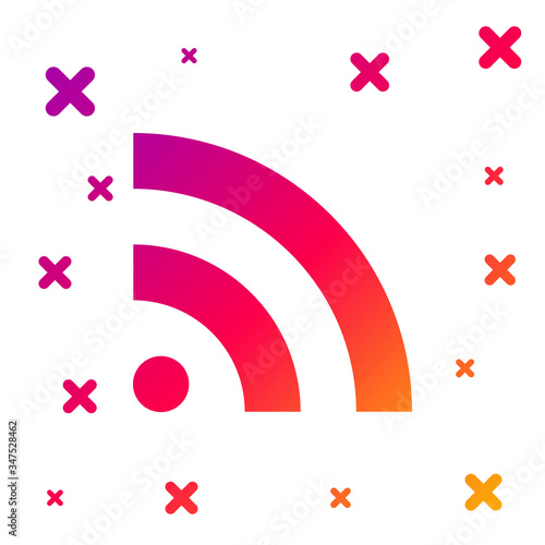 Color RSS icon isolated on white background. Radio signal. RSS feed symbol. Gradient random dynamic shapes. Vector Illustration