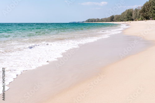 Tropical beach view in summer. Background, copy space