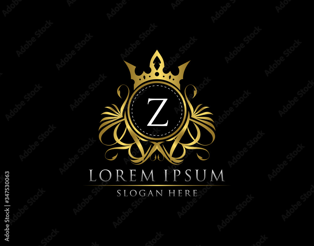 Fototapeta premium Premium Royal King Z Letter Crest Gold Logo template