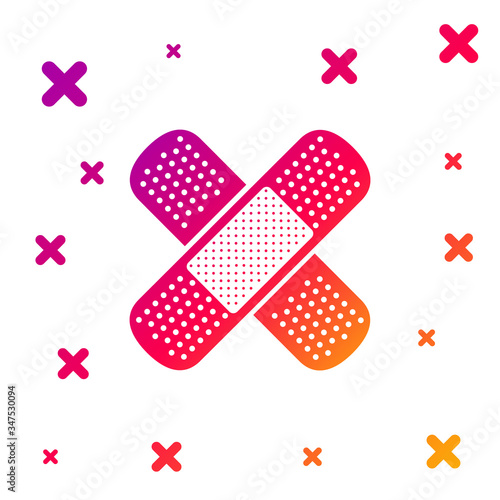 Color Set Bandage plaster icon isolated on white background. Medical plaster, adhesive bandage, flexible fabric bandage. Gradient random dynamic shapes. Vector Illustration