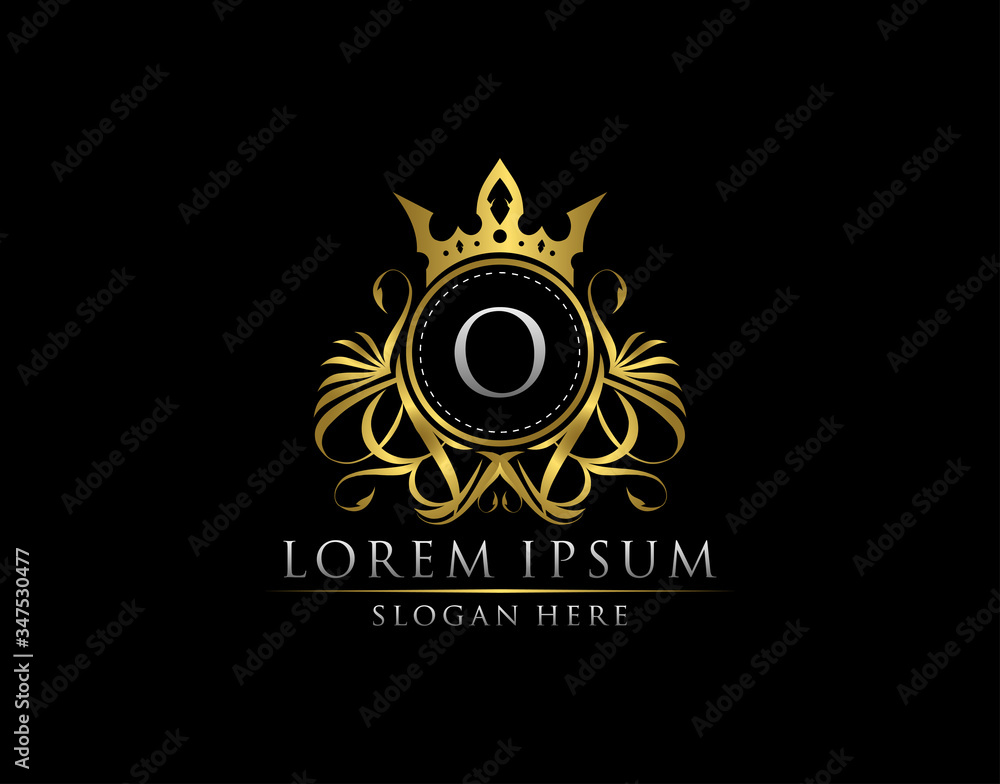 Premium Royal King O Letter Crest Gold Logo template Premium Royal King O Letter Crest Gold Logo template
