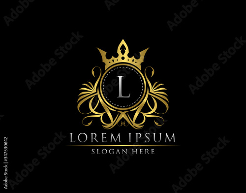 Premium Royal King L Letter Crest Gold Logo template