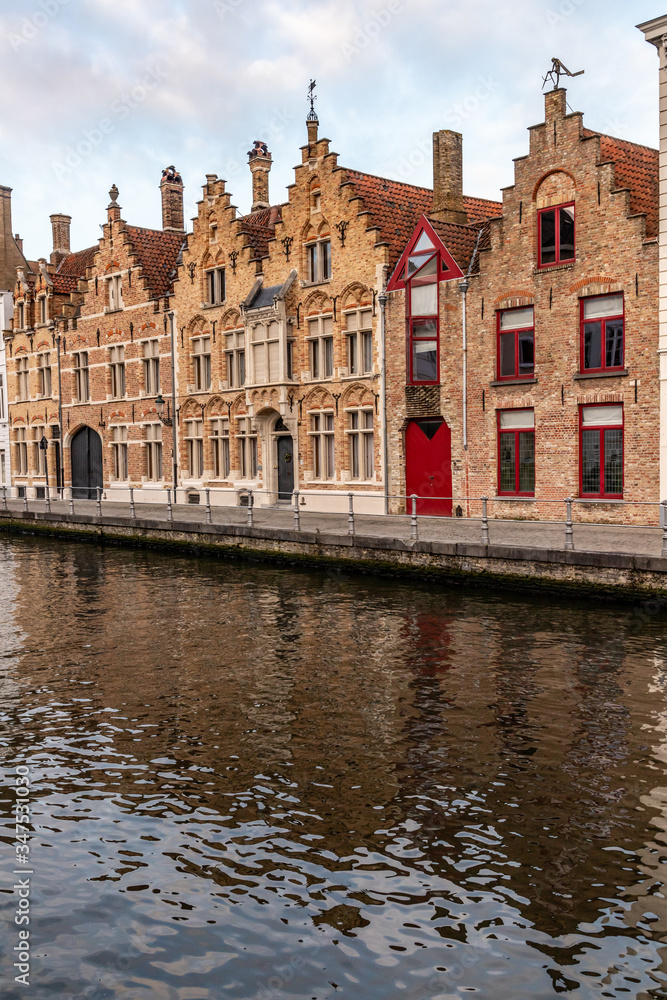 Buildings with reflection around channels in Bruges