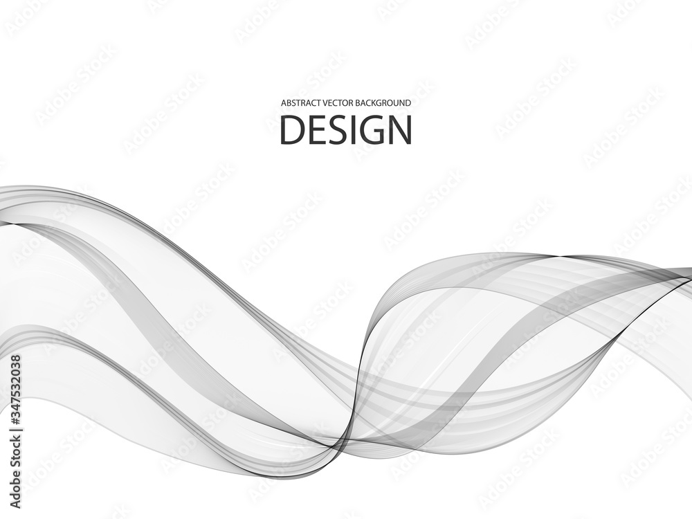 Fototapeta premium Vector abstract background, grey transparent wave stream