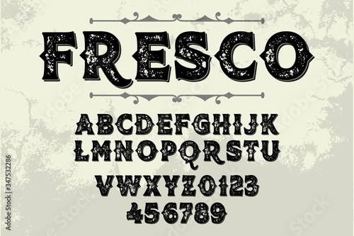 font alphabet, classic lettering, retro typeface white style background
