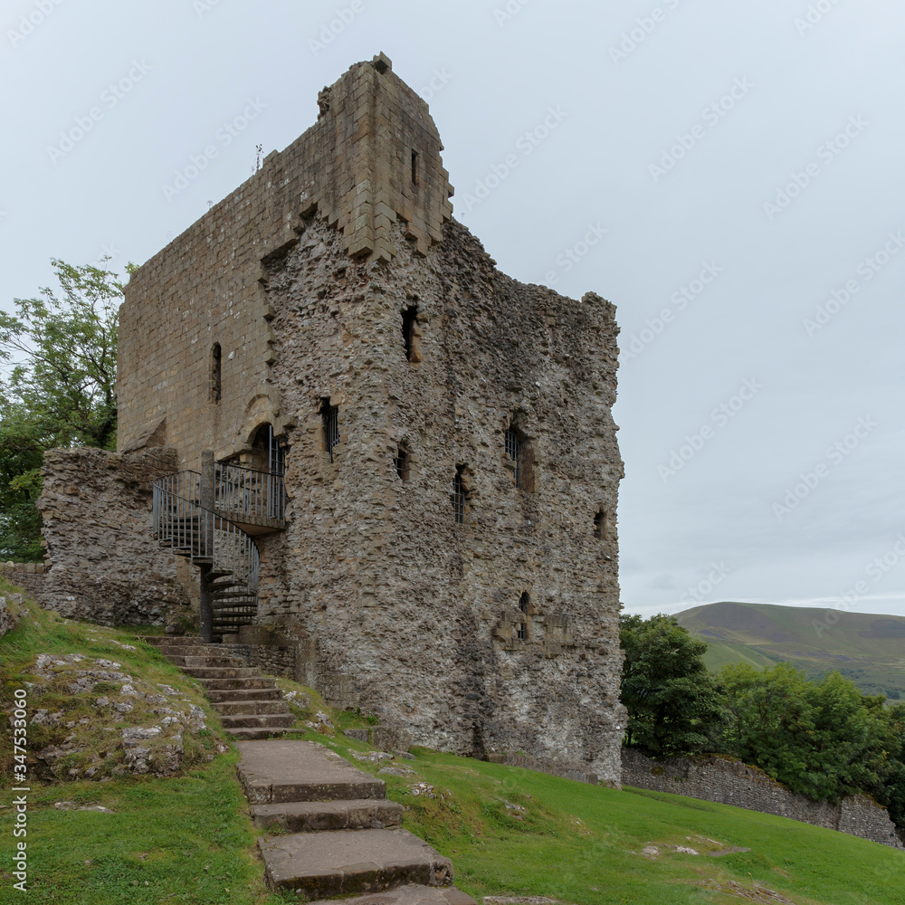 Steps leading to the ruins of Peveril Castle, Castleton, Hope Valley, Peak District National Park, England