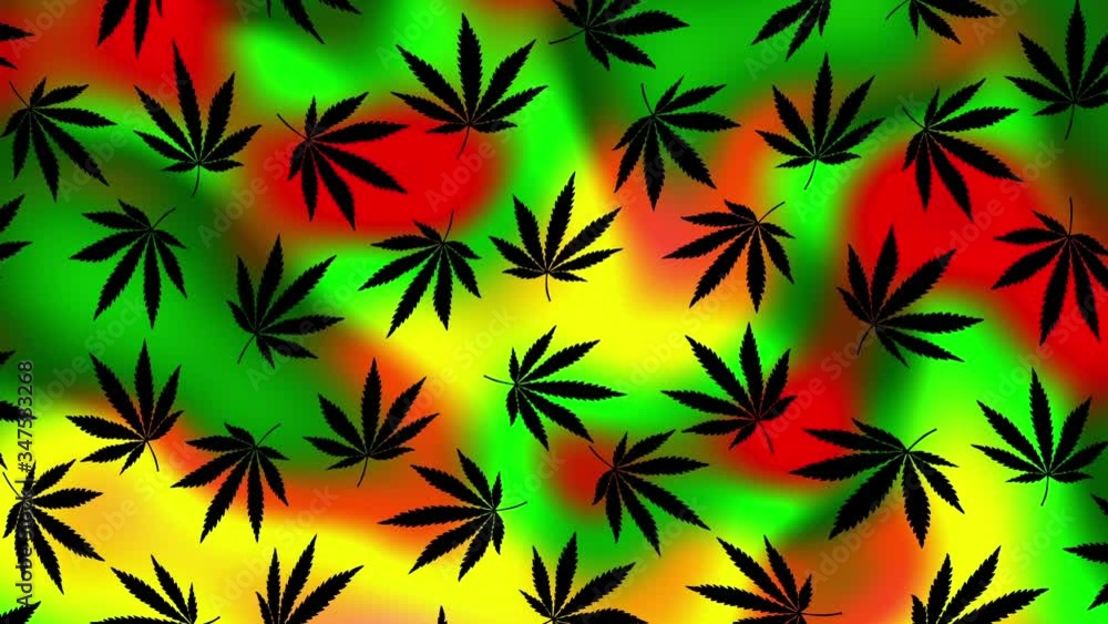 Wavy moving stirring background. with Hemp leaves. Seamless looping footage. Wavy moving stirring background. with Hemp leaves. Seamless looping footage.