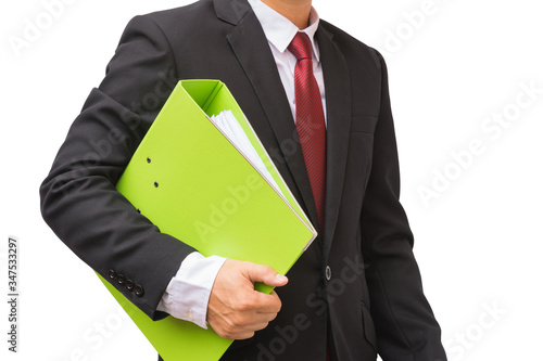 Businessman hold document folder