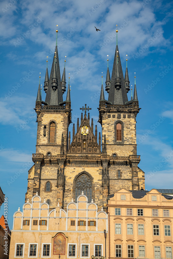 Old Town square Staromestska Namesti with Tyn Church in Prague in Czech Republic Old Town square Staromestska Namesti with Tyn Church in Prague in Czech Republic