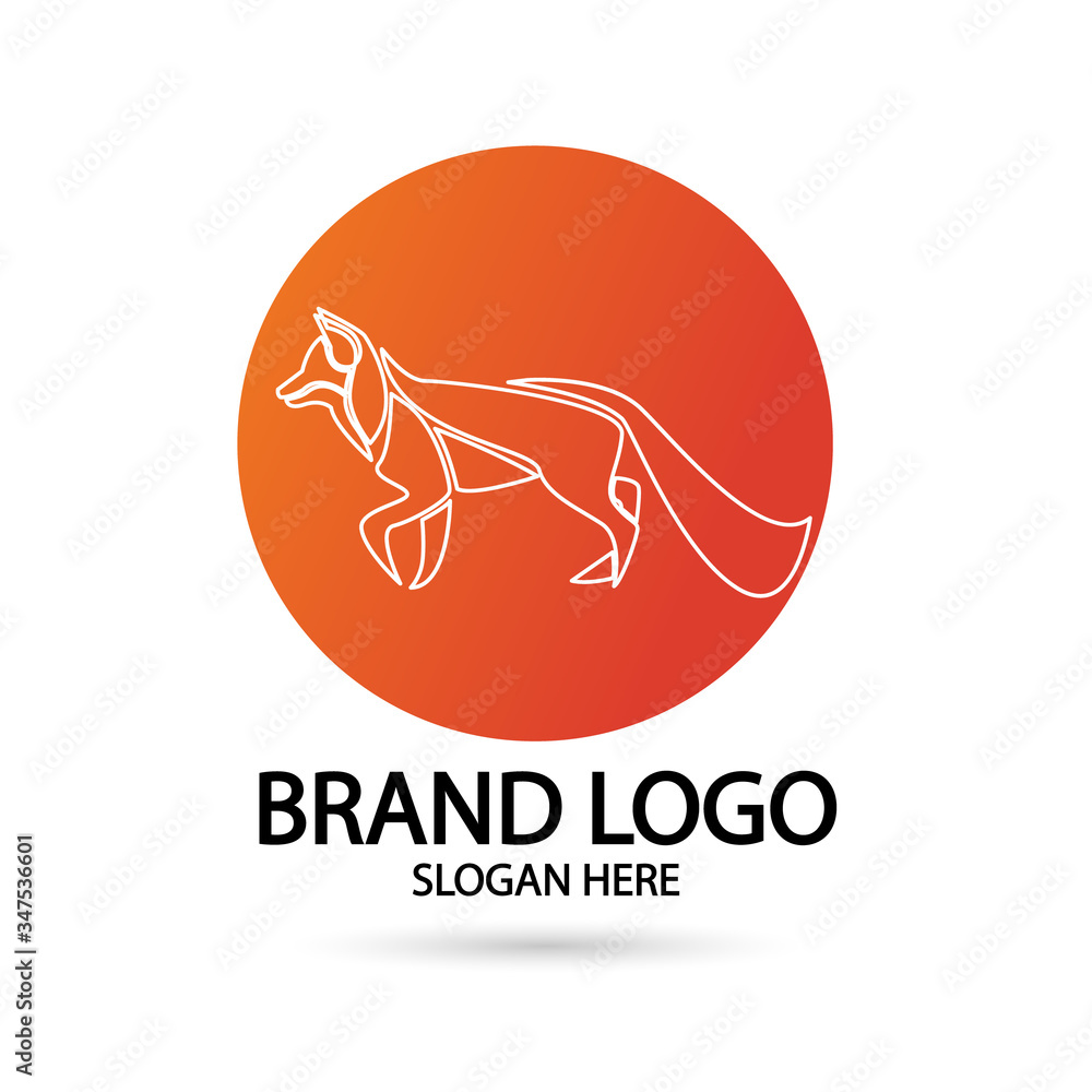 Obraz premium Creative fox Animal Modern Simple Design Concept logo set. Vector Illustration