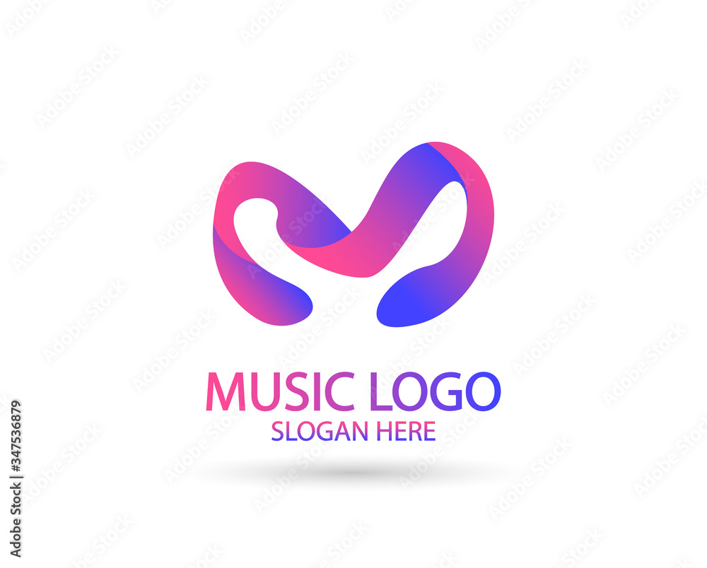 Music logo template. letter M vector design. Turntable illustration Music logo template. letter M vector design. Turntable illustration