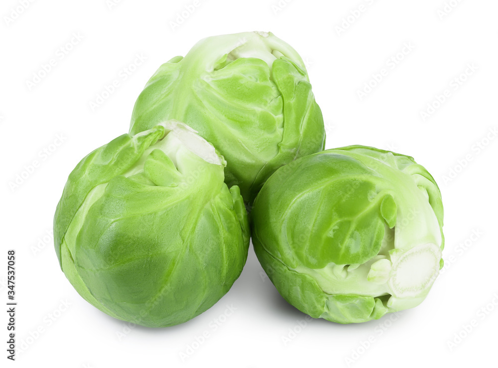 Fototapeta premium Brussels sprouts isolated on white background with clipping path and full depth of field