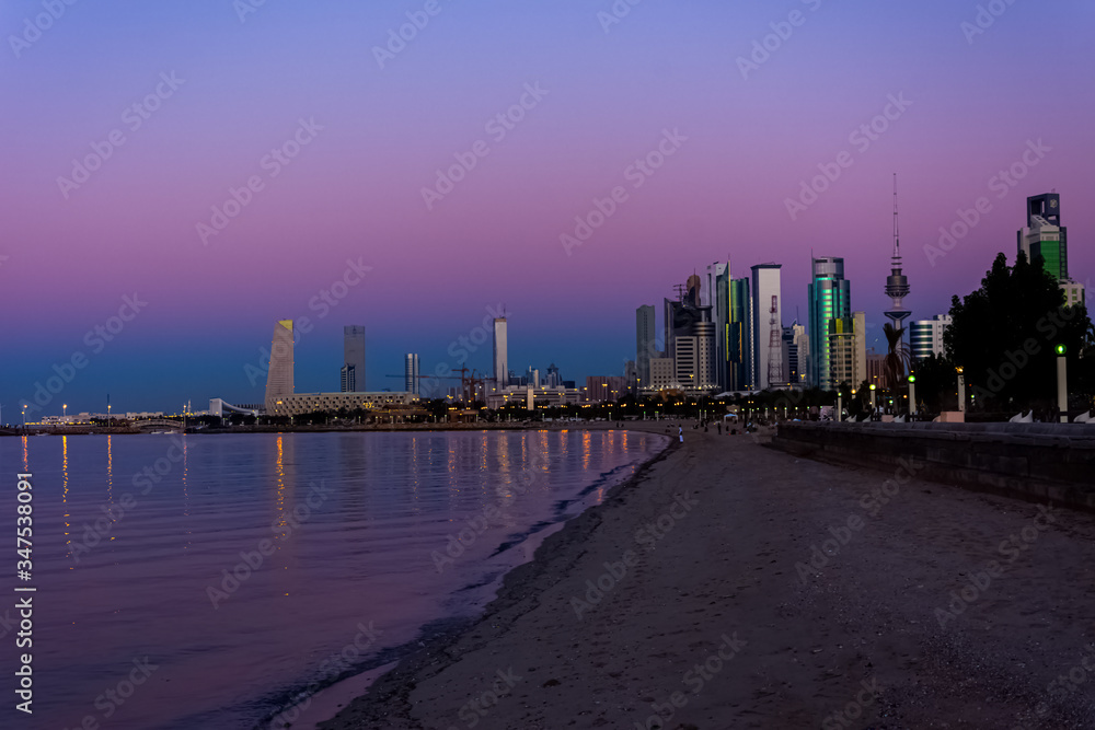 Beautiful landscape of Shuwaikh beach in city of Kuwait