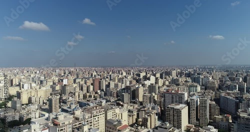 Aerial Drone shot over Egypt Alexandria city Stanly Bridge