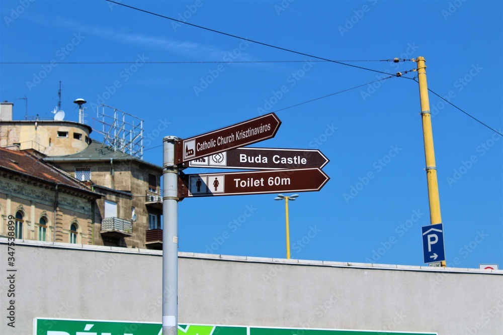 Obraz premium Street Sign In Budapest