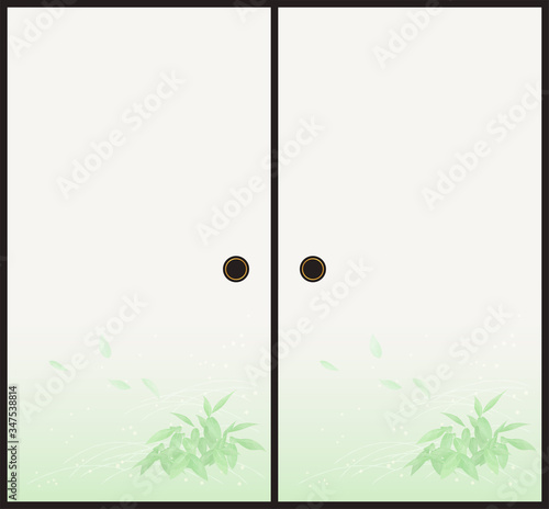 ふすまのイラスト_笹の葉