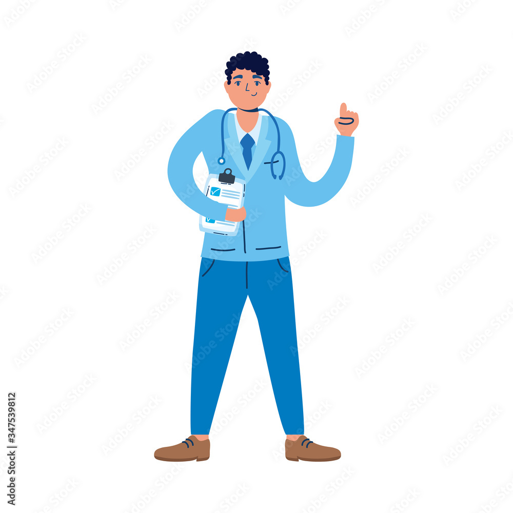 professional doctor with stethoscope and checklist