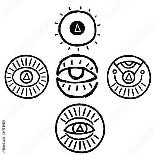 Line art Eye symbol Vector illustration