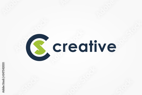 Circular Initial Letter C and S Logo. Blue Green Circle Shape isolated on White Background. Usable for Business and Technology Logos. Flat Vector Logo Design Template Element.