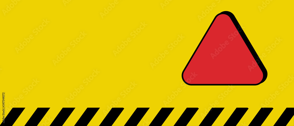 Yellow caution warning sign empty background and red triangle warning ...