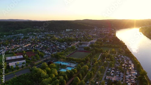 Rhine landscape and Erpeler Ley at sunset Remagen