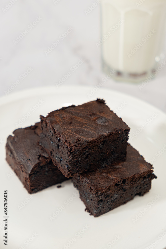 The group of homemade Chocolate Brownies on the white background - Copy Space The group of homemade Chocolate Brownies on the white background - Copy Space