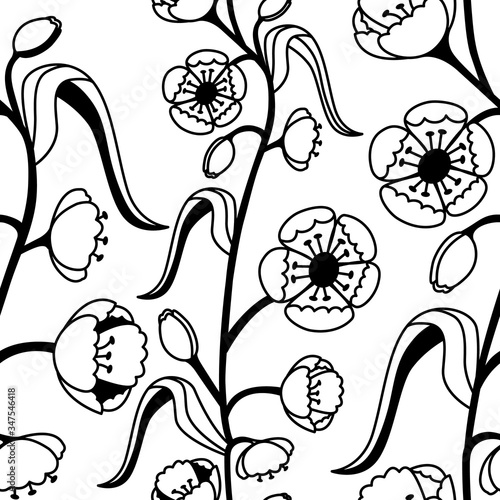 Floral decorative pattern. Maquis. Seamless pattern on a white isolated background