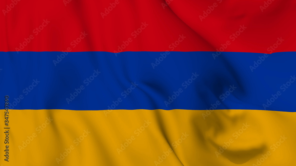 Fototapeta premium Armenia flag is waving 3D animation. Armenia flag waving in the wind. National flag of Armenia.