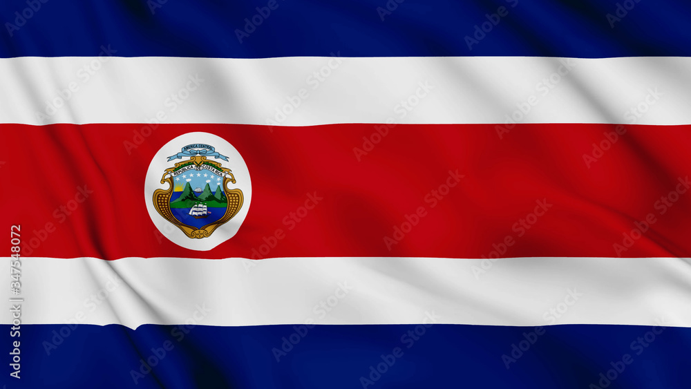 costa rica flag is waving 3D animation. costa rica flag waving in the