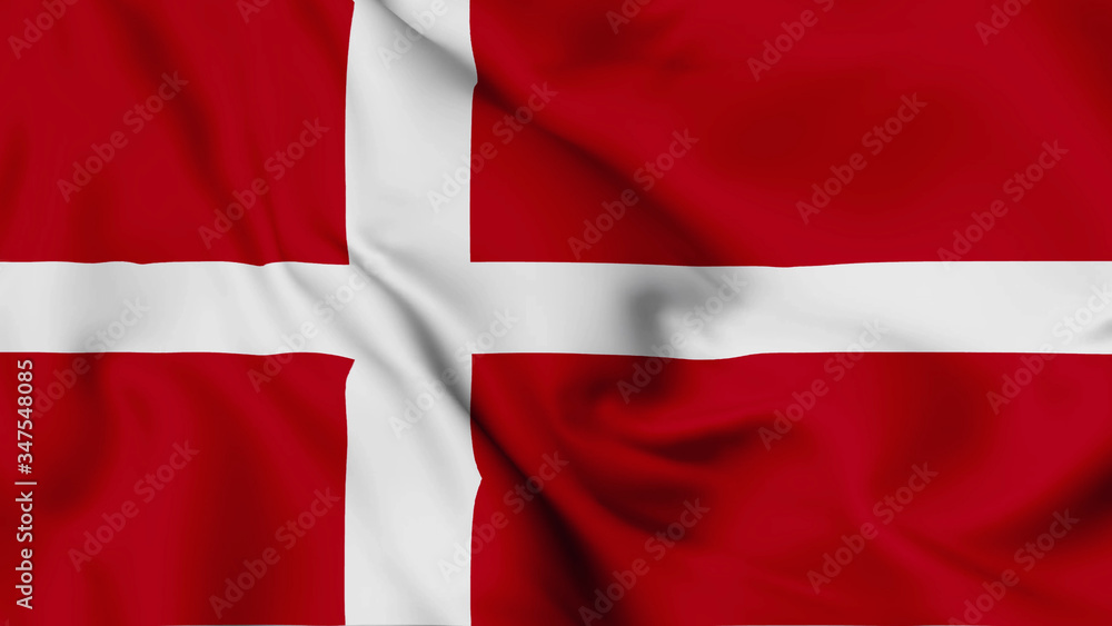 Fototapeta premium Denmark flag is waving 3D animation. Denmark flag waving in the wind. National flag of Denmark.