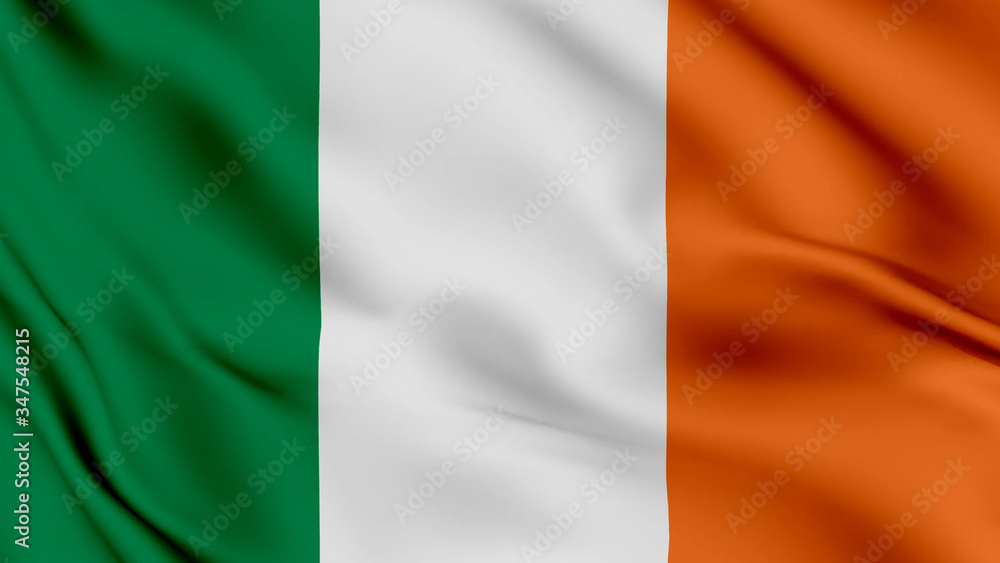 Ireland flag is waving 3D animation. Ireland flag waving in the wind. National flag of Ireland Ireland flag is waving 3D animation. Ireland flag waving in the wind. National flag of Ireland