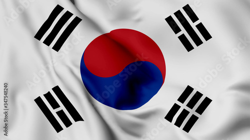 south Korea flag is waving 3D animation. Korean flag waving in the wind. National flag of Korea .