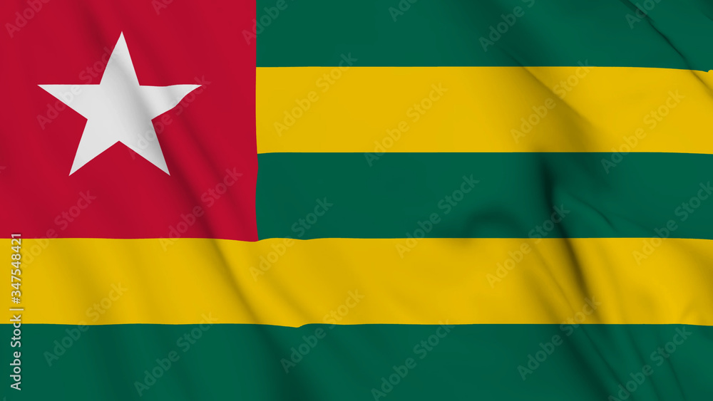 Togo flag is waving 3D animation. Togo flag waving in the wind. National flag of togo. flag seamless loop animation. high quality 4K resolution Togo flag is waving 3D animation. Togo flag waving in the wind. National flag of togo. flag seamless loop animation. high quality 4K resolution