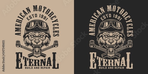 Monochrome custom motorcycle service print