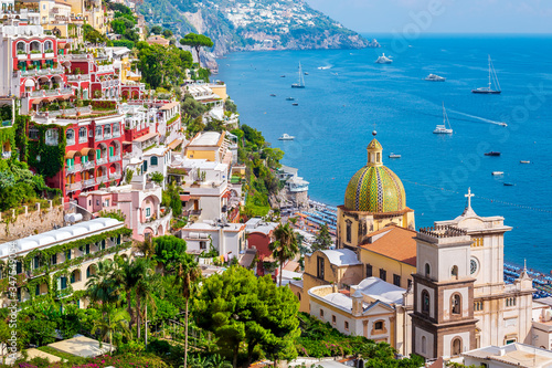 Panoramic view of Positano at Amalfi coast in Southern Italy photo