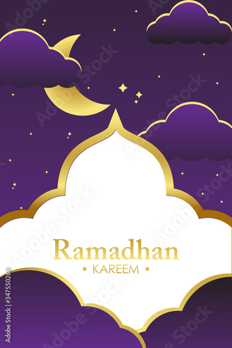 night sky with stars ramadan vector background