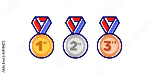 1st 2nd 3rd medal first place second third award winner badge guarantee winning prize ribbon symbol sign icon logo template Vector clip art illustration