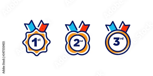 1st 2nd 3rd medal first place second third award winner badge guarantee winning prize ribbon symbol sign icon logo template Vector clip art illustration